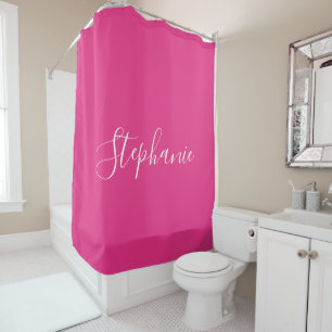 Name Monogram White Pink Custom Girly Colourful Shower Curtain