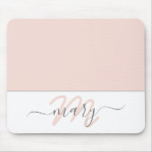 Name Monogram White Rose Pink White Abstract Mouse Mat (Front)