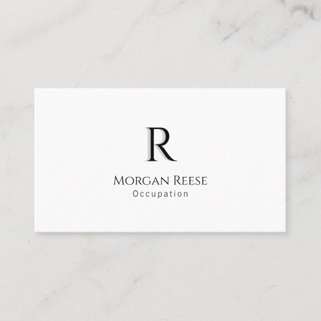 Name, Monogram With Shadow, QR code, Simple Design Business Card (Front)