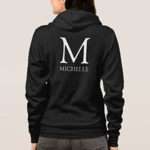 Name Monogram Womens Front Double Sided Black Hoodie
