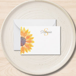 Name Monogram Yellow Sunflower  Card