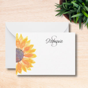 Name Monogram Yellow Sunflower  Card