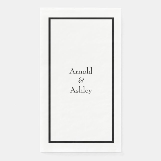 Name Monograms Black White Wedding Bridal Shower Napkin (Front)