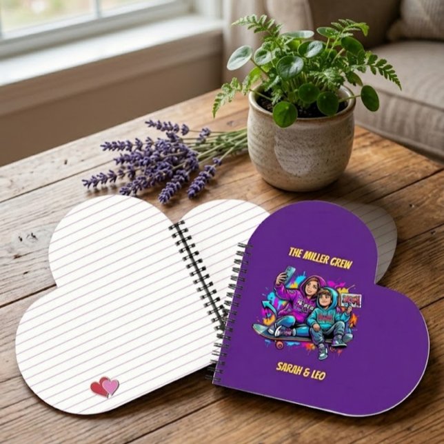 Name Mother Son Skater Purple Heart Noteboo Notebook (Creator Uploaded)