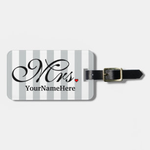 Name Mrs. Wife Bride Customise Colour Stripes Luggage Tag