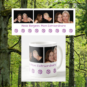 Name Mum Extraordinaire Best Mum Ever + 3 Photos  Coffee Mug