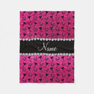 name neon hot pink glitter cocktail glass bow fleece blanket