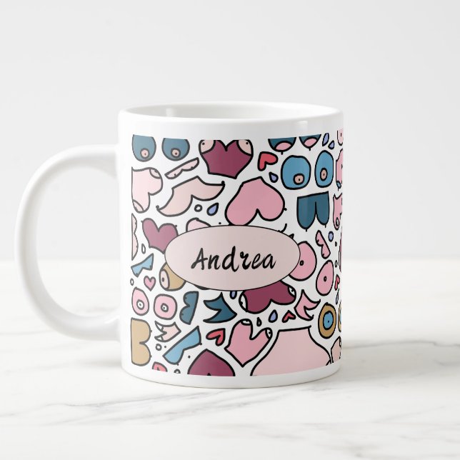 Name neutral breast pattern large coffee mug (Left)