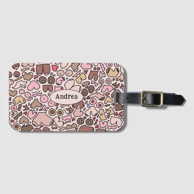 Name neutral breast pattern luggage tag (Front Horizontal)