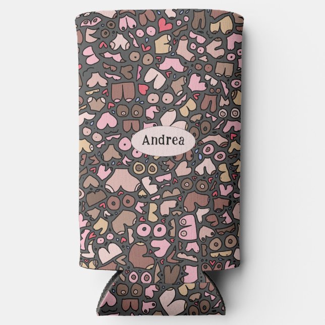 Name neutral breast pattern seltzer can cooler (Front)