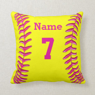 NAME, NUMBER and MONOGRAMMED Softball Pillow