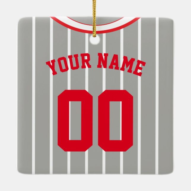 Name & Number Baseball Softball Jersey Template Ceramic Ornament (Back)