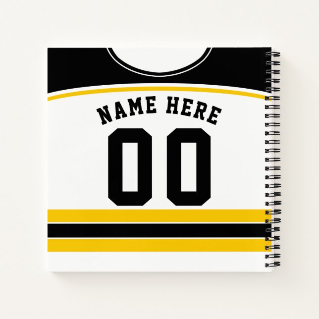 Name & Number Hockey Jersey Notebook Template (Back)