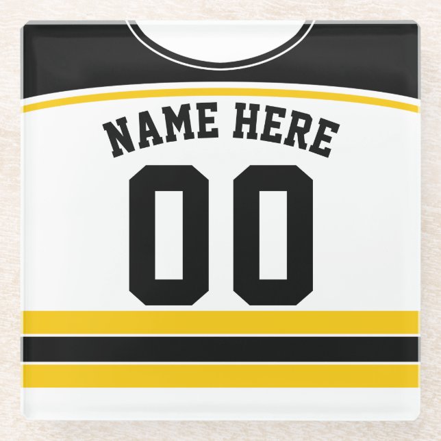 Name & Number Jersey Coaster, Ice Hockey Glass Coaster (Front)