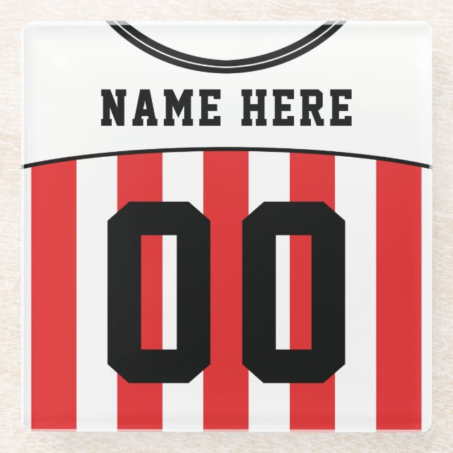 Name & Number Jersey Coaster, Soccer Football Glass Coaster (Front)