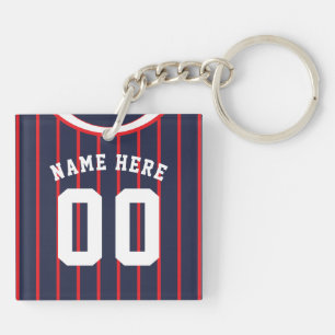 Name & Number Jersey Keyring, Baseball Softball Key Ring