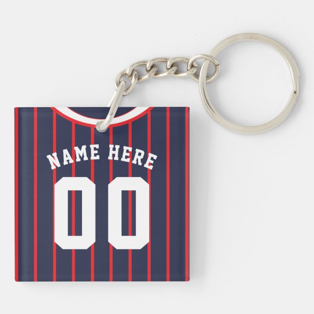 Name & Number Jersey Keyring, Baseball Softball Key Ring (Back)