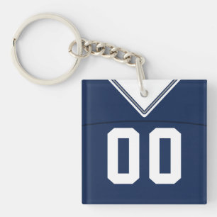 Name & Number Jersey Keyring, Football LAX Key Ring