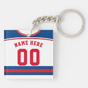 Name & Number Jersey Keyring, Hockey Lacrosse Key Ring