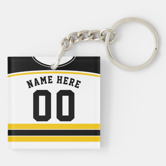 Name & Number Jersey Keyring, Hockey Lacrosse Key Ring (Back)