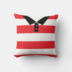 Name & Number Red Stripes Rugby Soccer Pillow