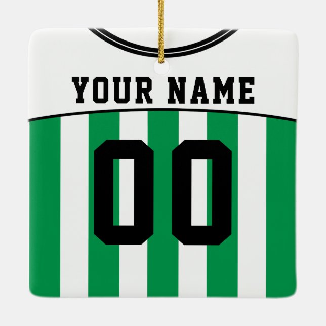 Name & Number Soccer Football Jersey Template Ceramic Ornament (Back)