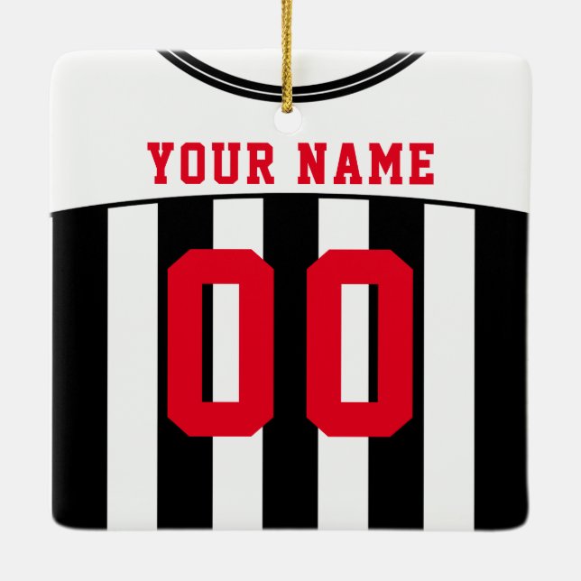 Name & Number Soccer Football Jersey Template Ceramic Ornament (Back)
