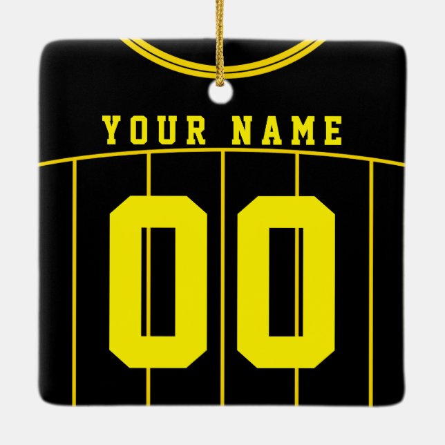 Name & Number Soccer Football Jersey Template Ceramic Tree Decoration (Back)