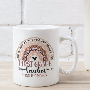 Name of 1st grade teacher, Cute Rainbow Coffee Mug