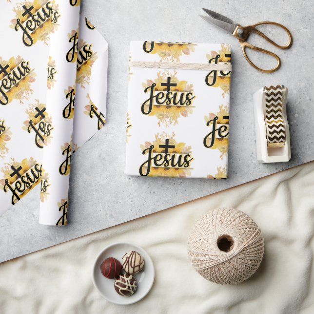 Name of Jesus w/sunflowers&cross Wrapping Paper (Crafts)