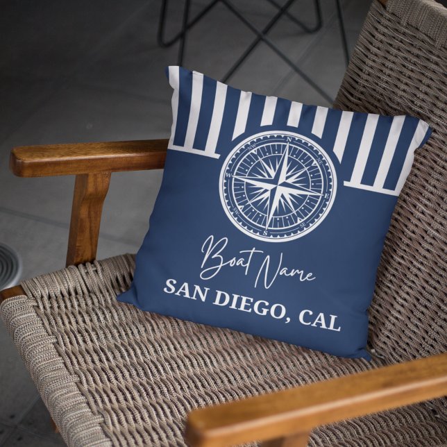 Name of your boat Nautical Compass Cushion (Creator Uploaded)