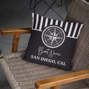 Name of your boat Nautical Compass Cushion