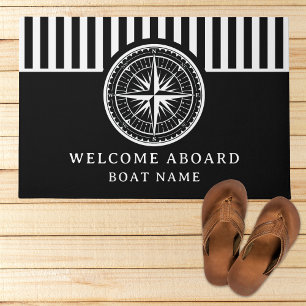 Name of your Boat Nautical Compass Doormat