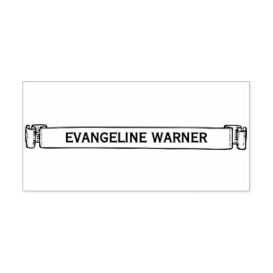 Name on a Thin Scroll Ribbon Banner Self-inking Stamp