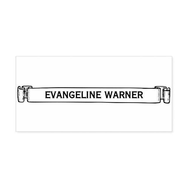 Name on a Thin Scroll Ribbon Banner Self-inking Stamp (Design)