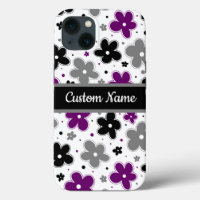 Name on Ace Pride Flowers Purple Grey Black White