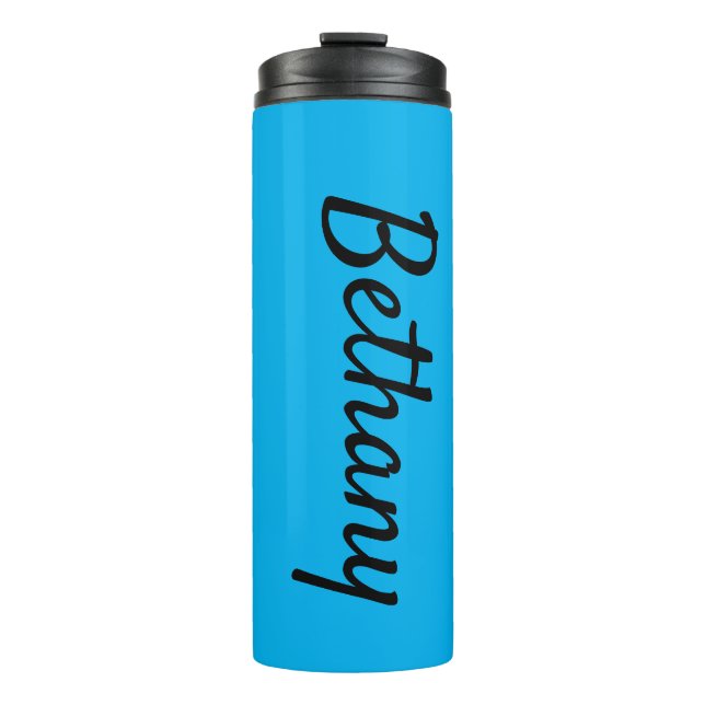 Name on Aqua Matching Design 12oz Thermal Tumbler (Front)