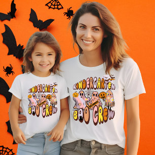 Name on Back Retro Ghost Kindergarten Boo Crew T-Shirt