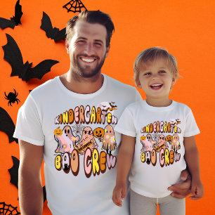 Name on Back Retro Ghost Kindergarten Boo Crew T-Shirt