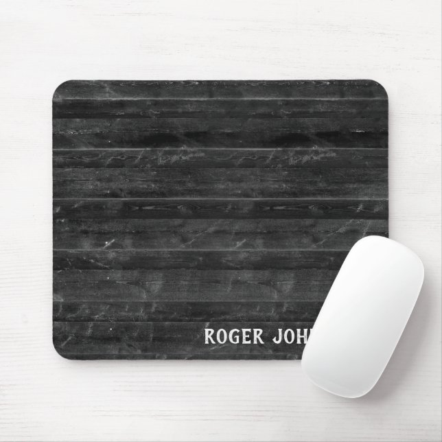 Name On Black Wood Mouse Mat (With Mouse)