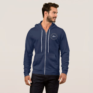 Name on chest with white lettering and logo hoodie