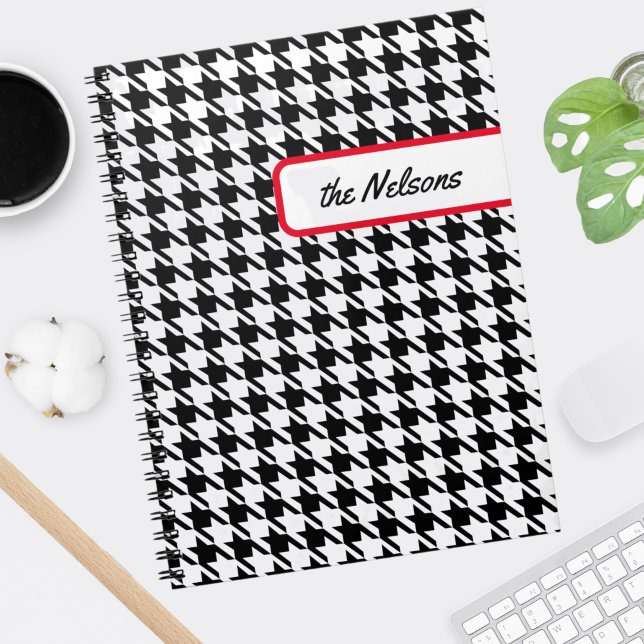 Name on Faux Tab Classic Houndstooth Notebook (Creator Uploaded)