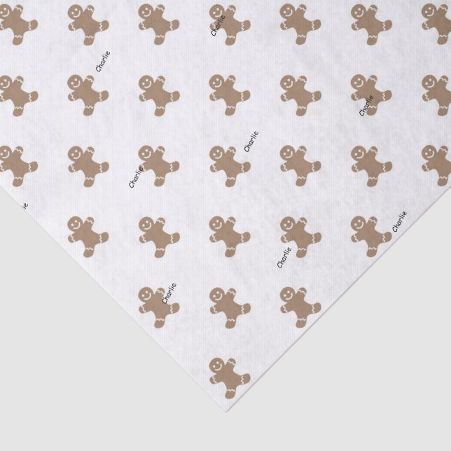 Name on Gingerbread Man Pattern Tissue Paper (Detail)