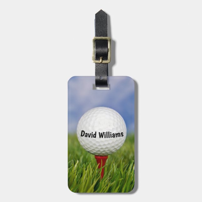 Name On Golf Ball Luggage Tag (Front Vertical)