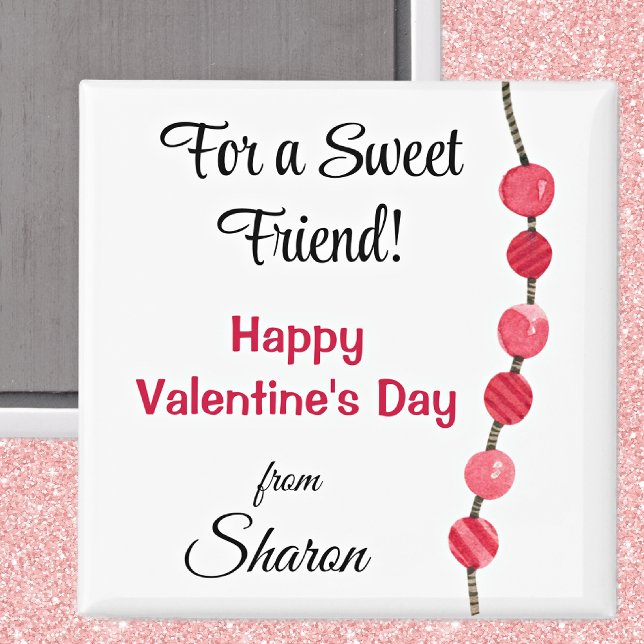 Name on Happy Valentine's Day 2-in Square Magnet (Creator Uploaded)