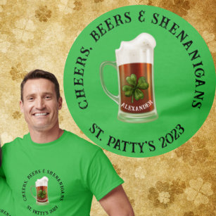 Name on Mug Cheers Beers and Shenanigans St Pattys T-Shirt