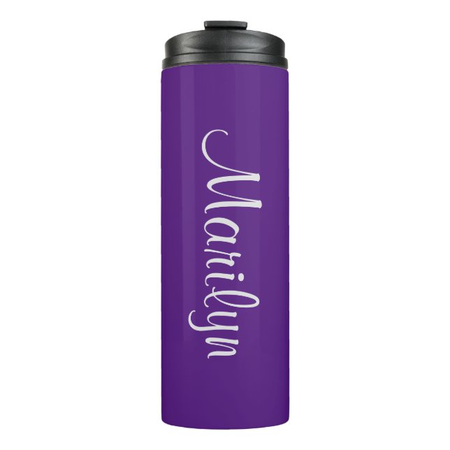 Name on Purple Matching Design 12oz Thermal Tumbler (Front)