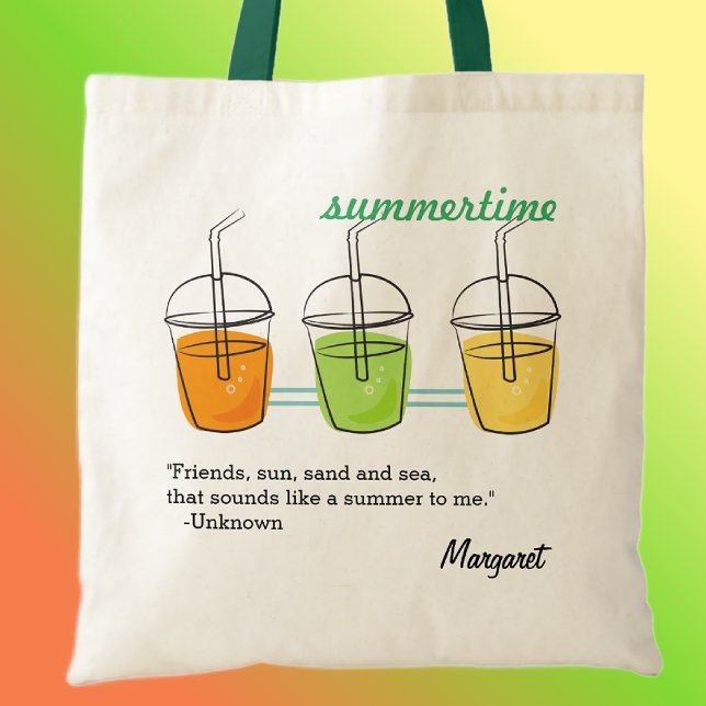 Name on Summertime Cotton Budget Tote Bag (Creator Uploaded)