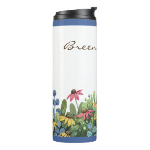 Name on Watercolor Wildflowers Summer 12oz Thermal Tumbler