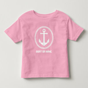 Name or Boat Name Nautical Sea Anchor Pink White Toddler T-Shirt